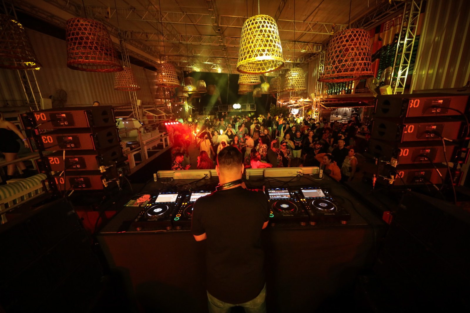 Wide shot of a John Saints set with a packed dancefloor